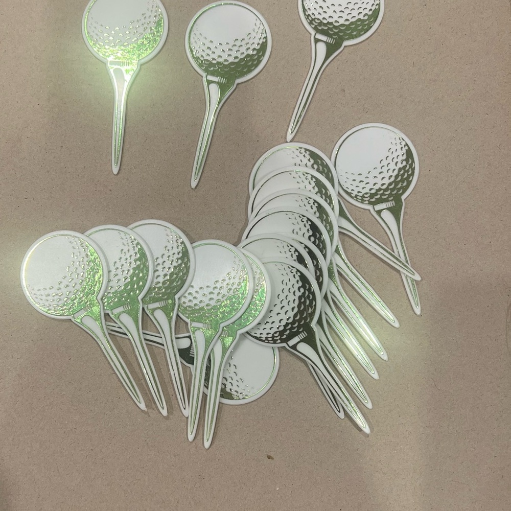 17 DecoPac Golf Ball Party Picks - Green and White Cupcakes Cakes Baking Decor